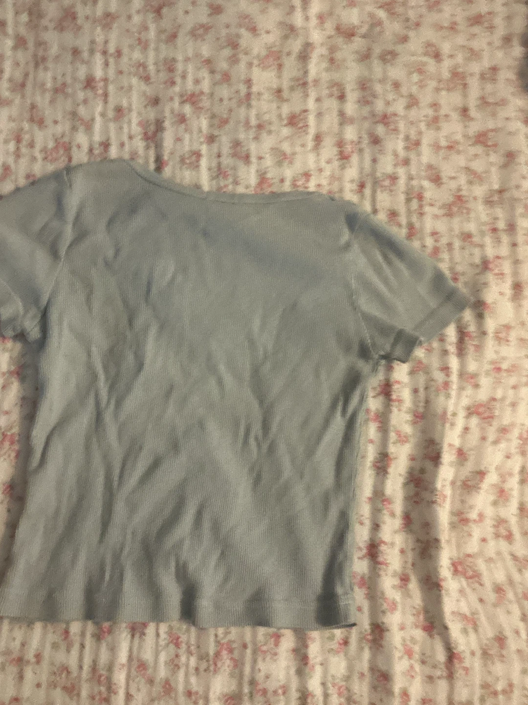 Brandy Melville Blue Ribbed Button Up T-Shirt - photo 2