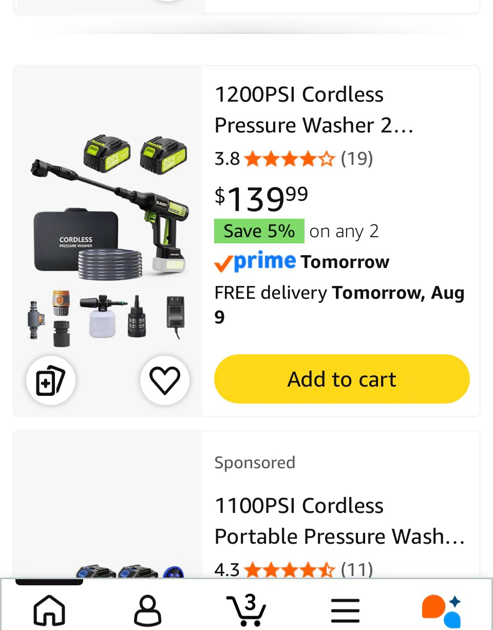 BLSKBY 1200PSI Cordless Pressure Washer