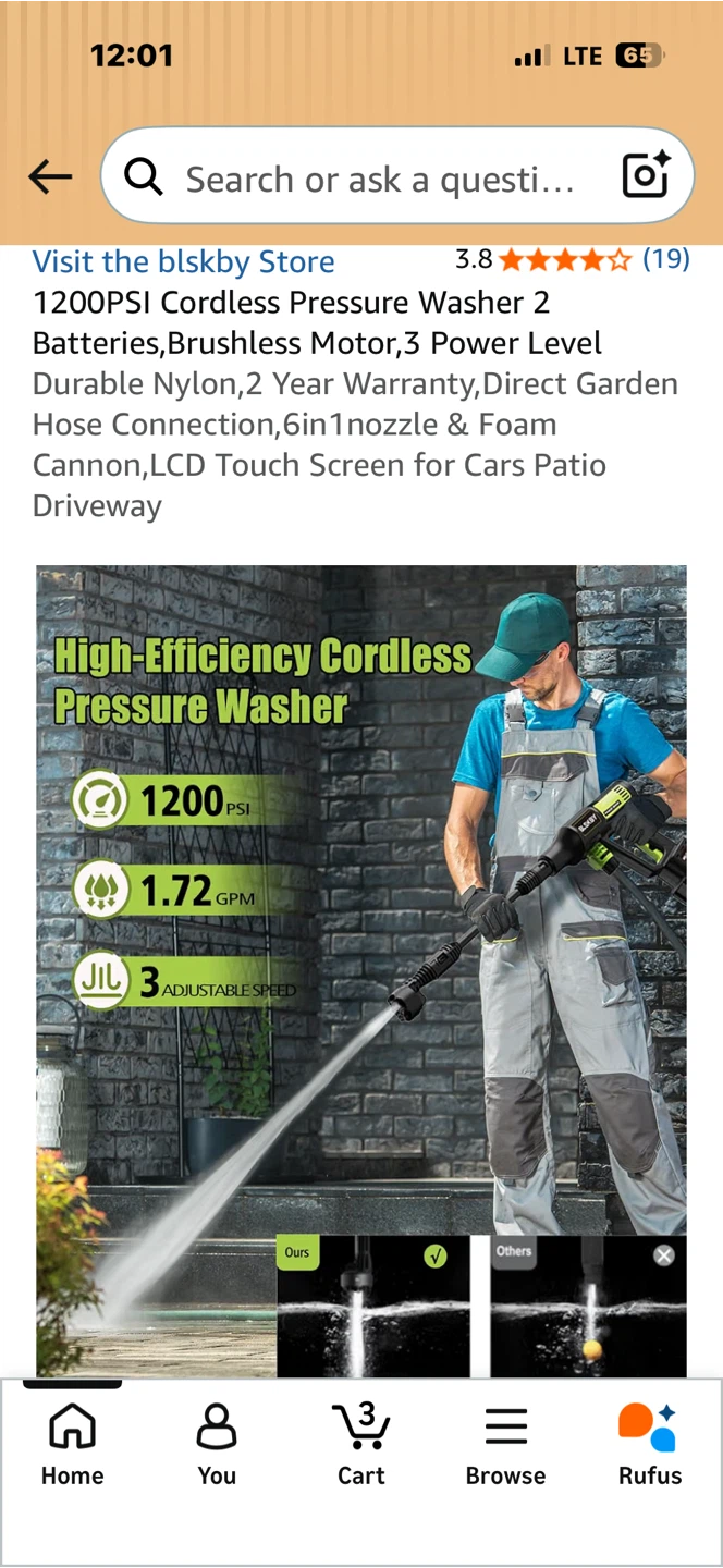 BLSKBY 1200PSI Cordless Pressure Washer - photo 3