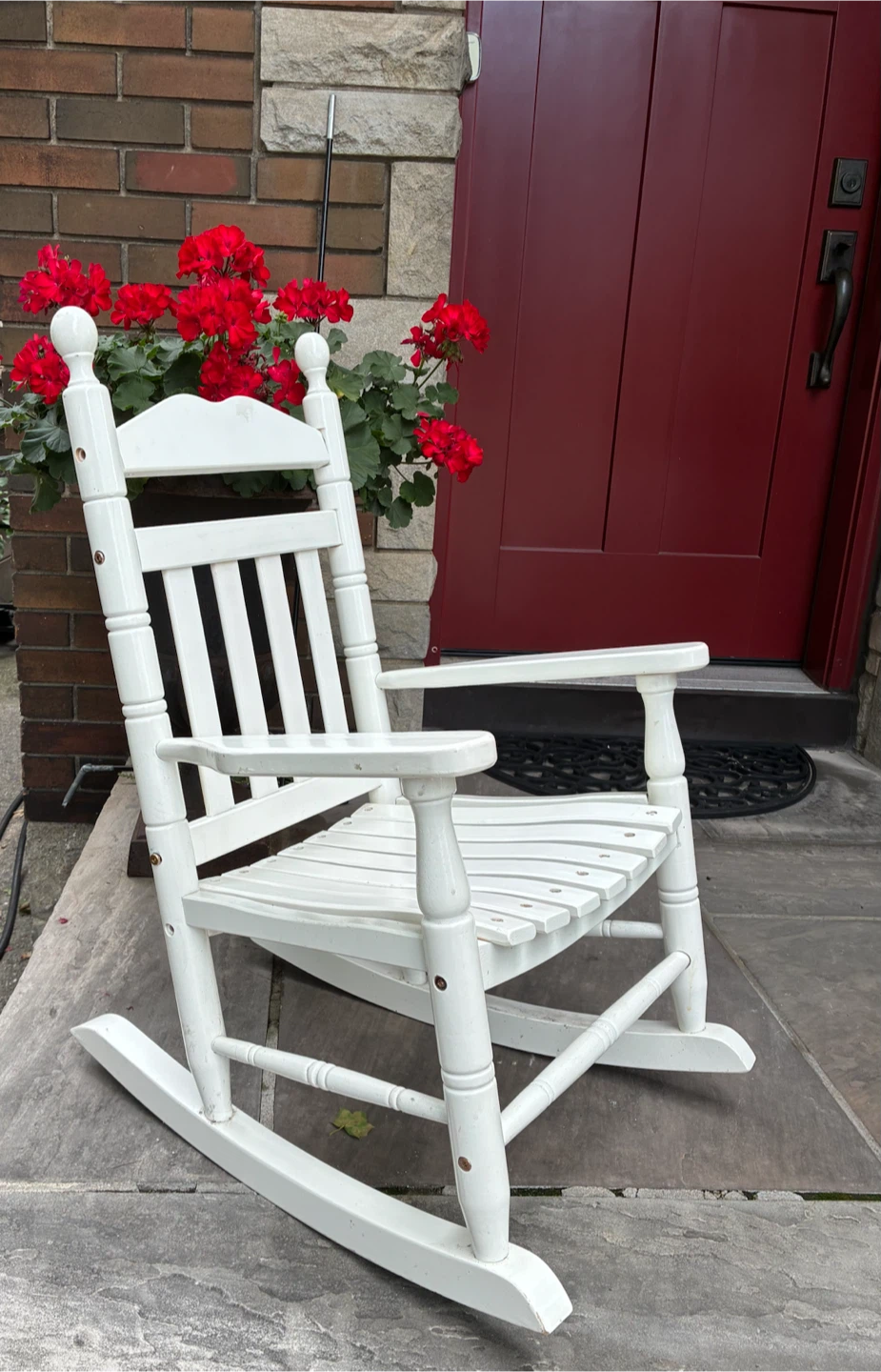 White Kids Rocking Chair Cottage Porch Garden Decor