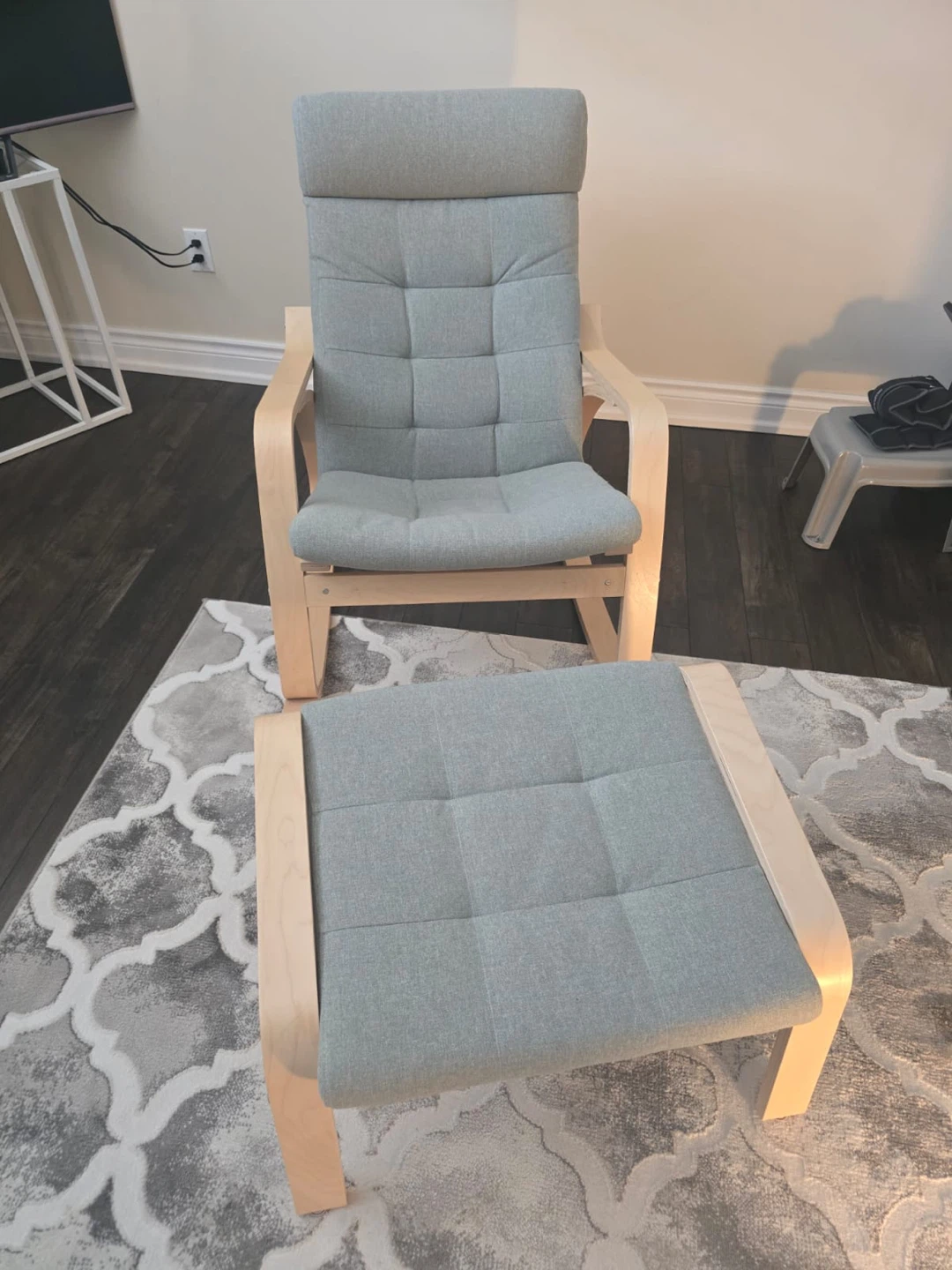 IKEA Poäng Armchair and Ottoman - Light Grey