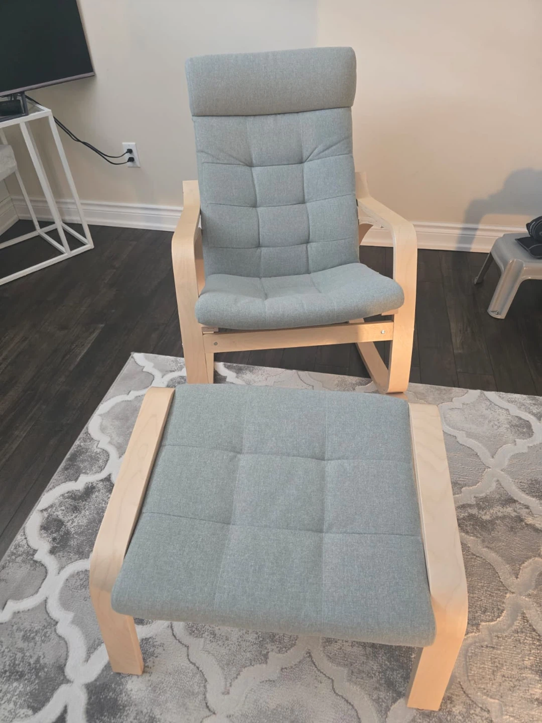 IKEA Poäng Armchair and Ottoman - Light Grey - photo 2
