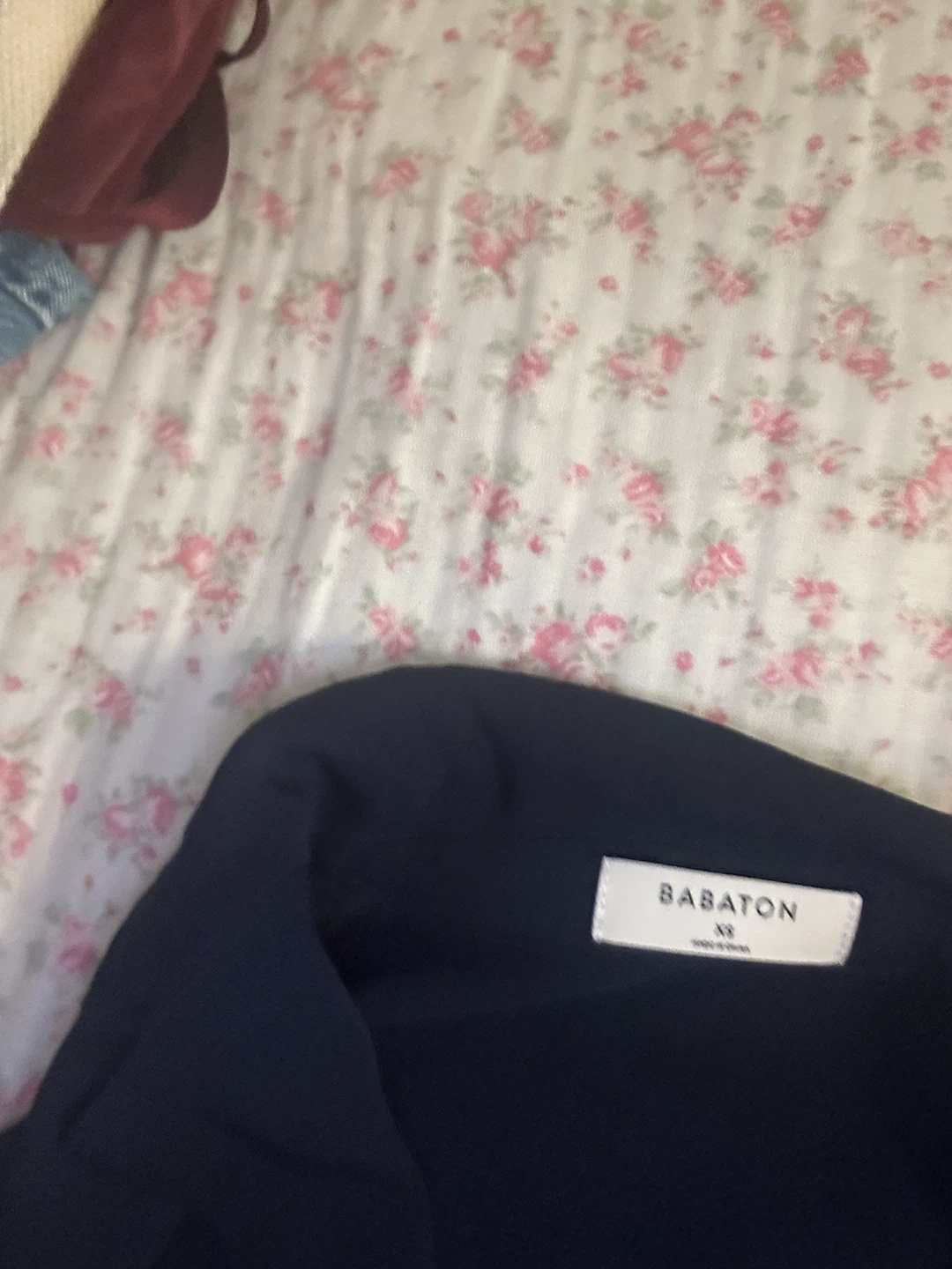 Babaton Navy Blue Long Sleeve Button-Up Shirt - photo 2
