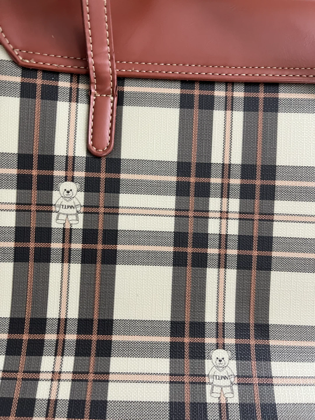 TTWN & BEAR Plaid Tote Bag with Bear Detail - photo 2