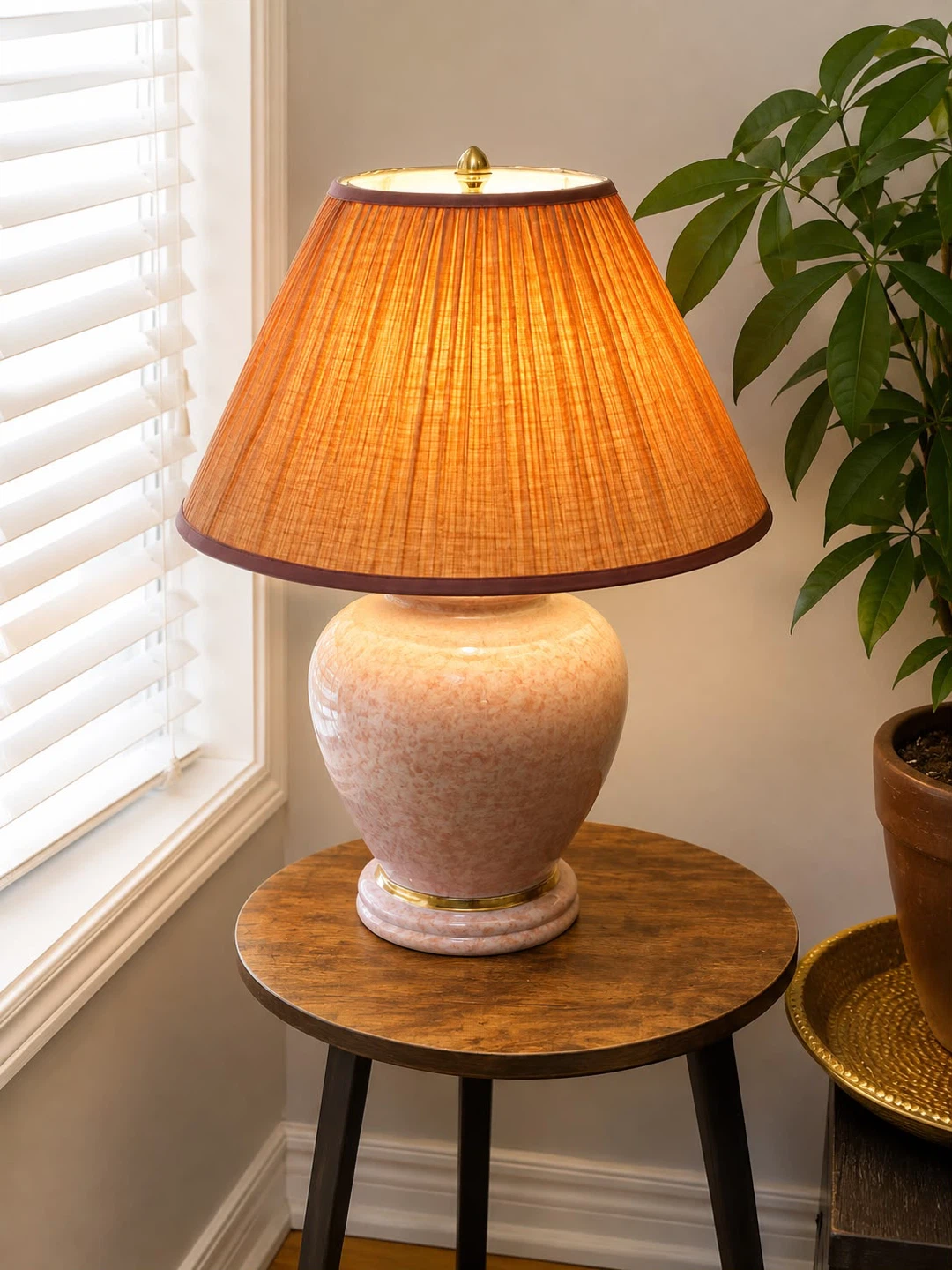 Pink Speckled Ceramic Table Lamp