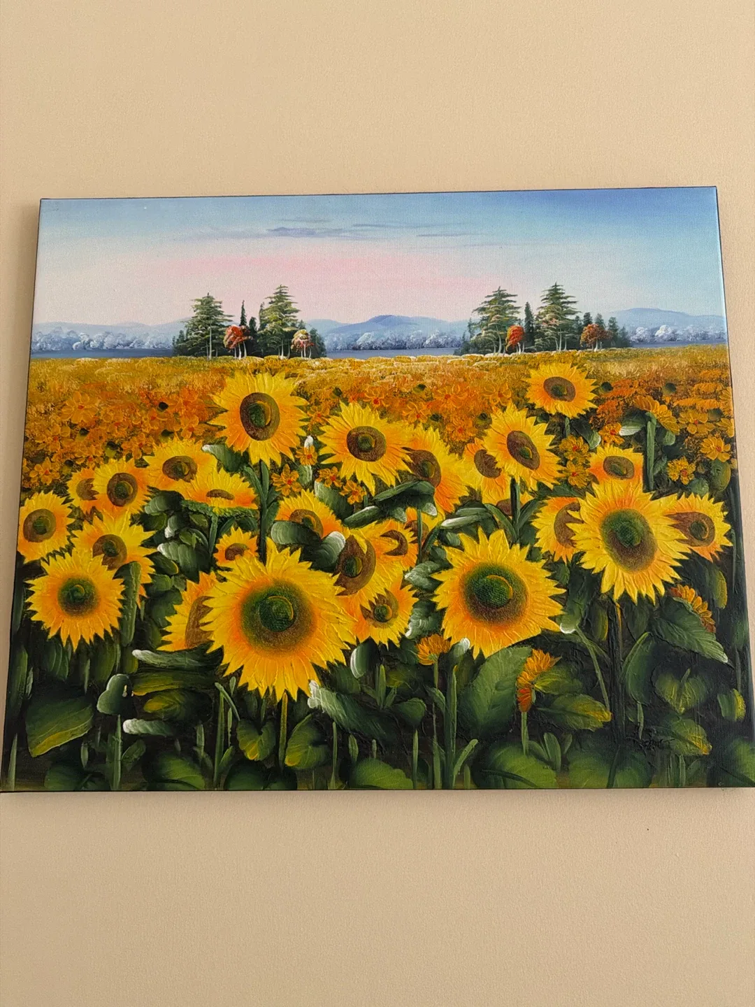 Oil Painting Canvas Art - Sunflower Field Landscape