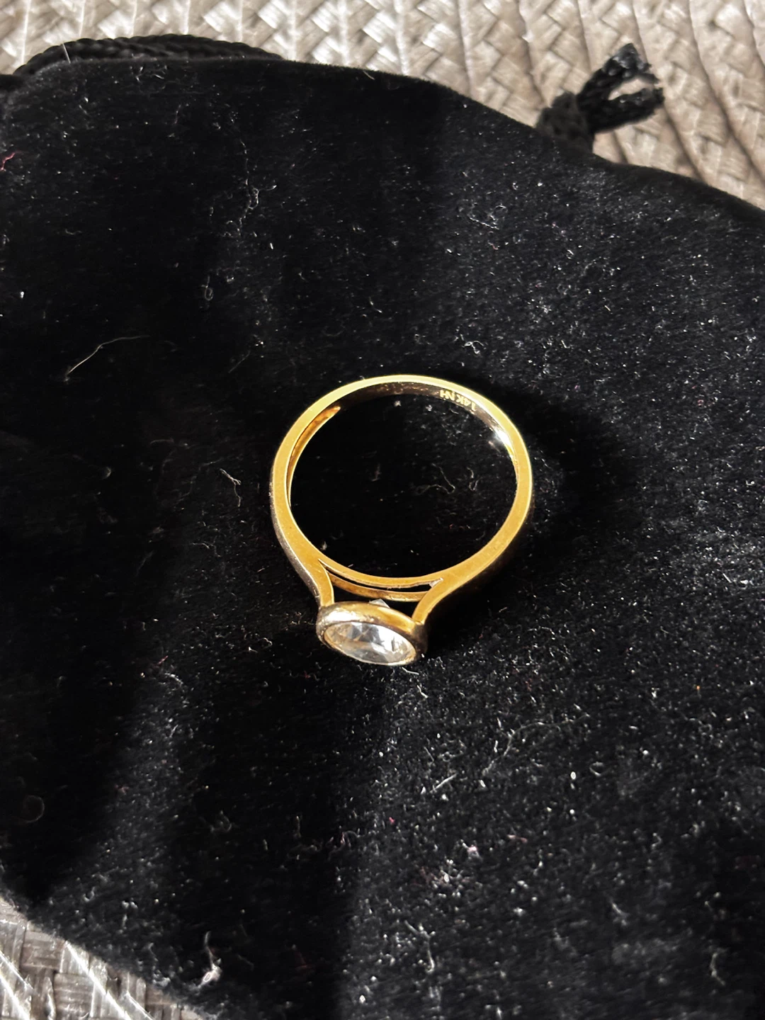 10K Gold ring with clear stone/Diamonelle
