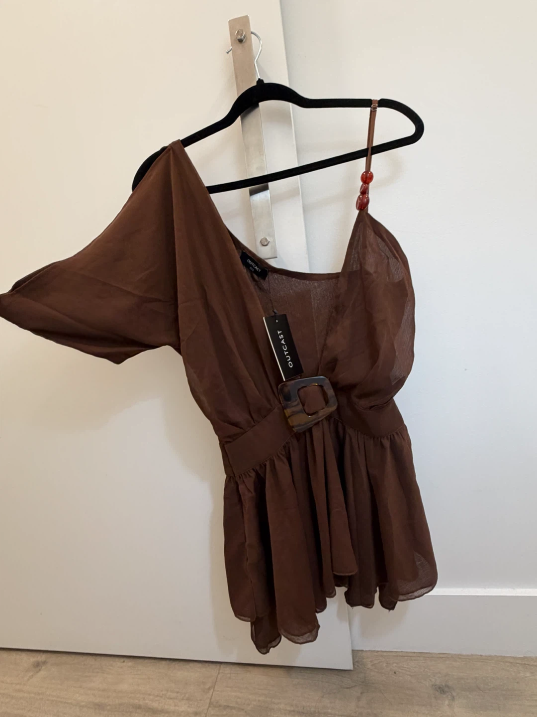 Brown One-Shoulder mini dress - photo 2