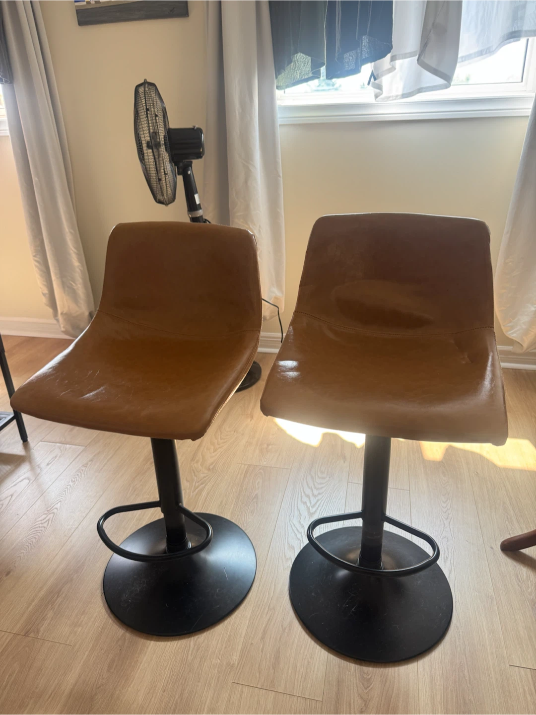 Set of 2 Brown Faux Leather Bar Stools