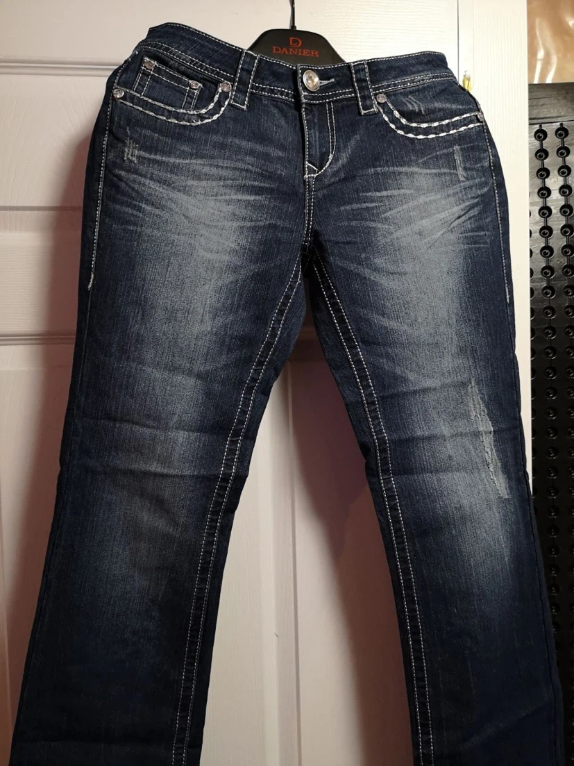 DANIER Dark Wash Embellished Bootcut Jeans
