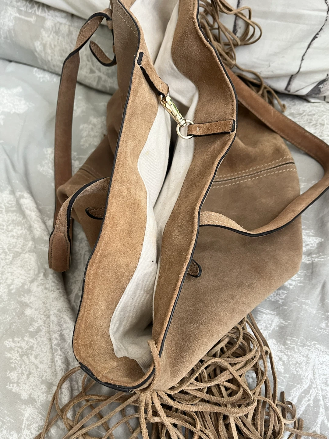 Brown Suede Fringe Tote Bag - photo 5