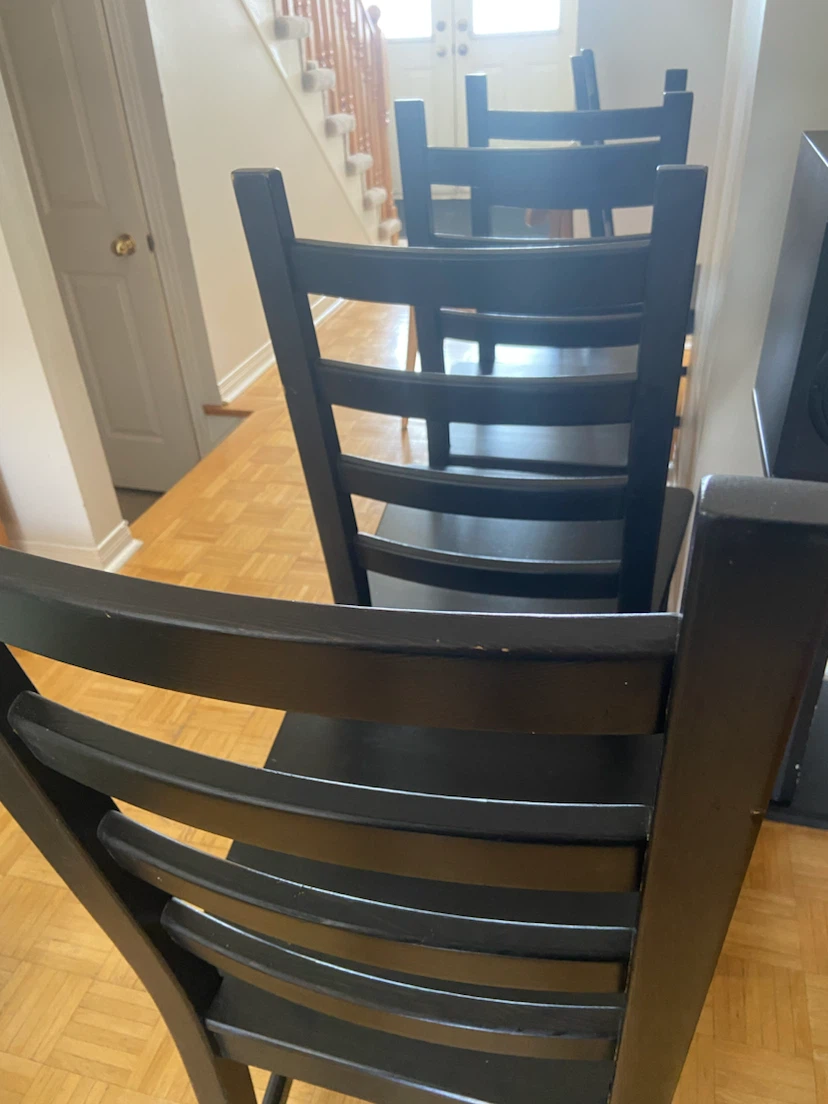 6 Black Wooden Ladder Back Dining Chair - photo 2