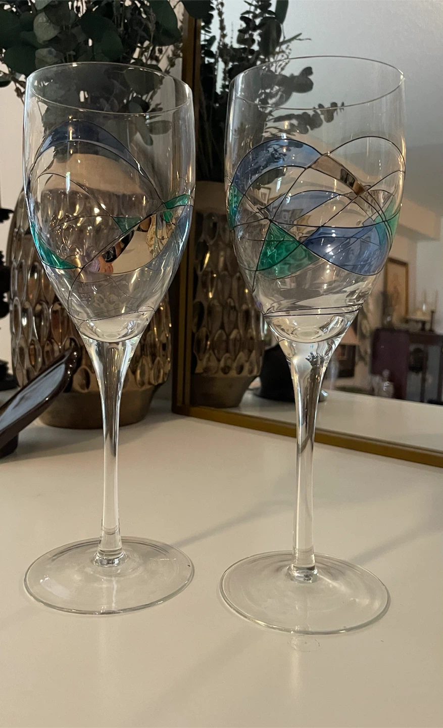 Set of 2 decorative wine glasses - photo 2