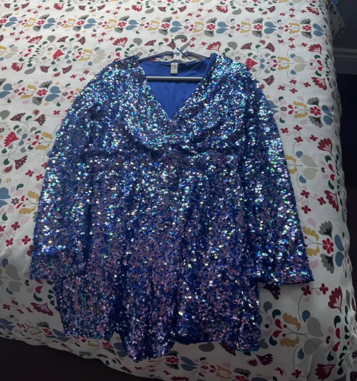 Joie Sequined Long Sleeve Dress L/G Blue