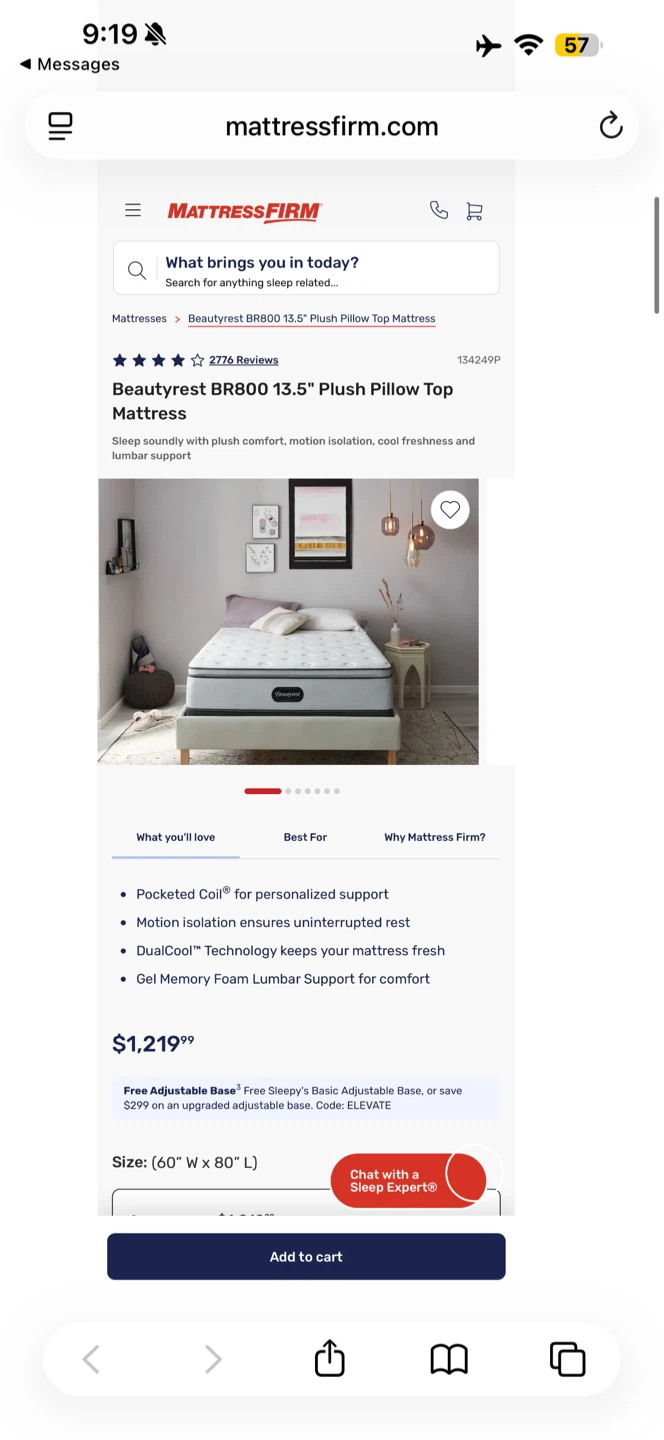 Beautyrest BR800 13.5" Plush Pillow Top Mattress