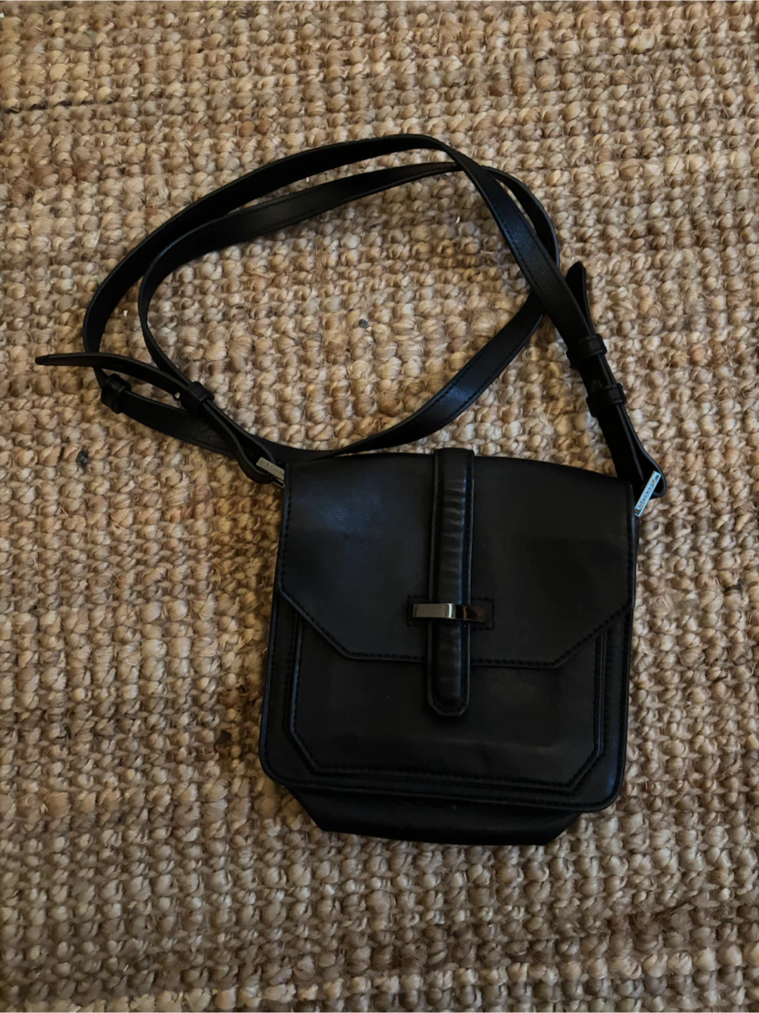 Black Leather Mackage Crossbody Bag