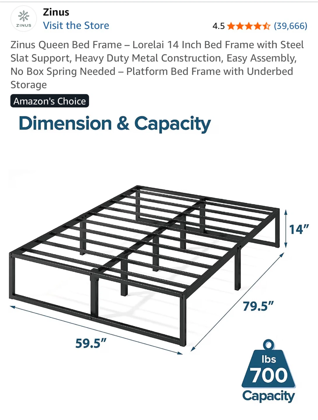 Move-Out Sale: Zinus Metal Bed Frame