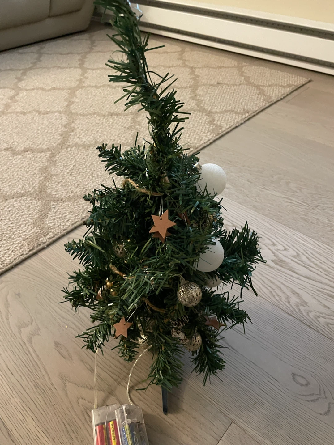 Mini Christmas Tree with Lights and Ornaments