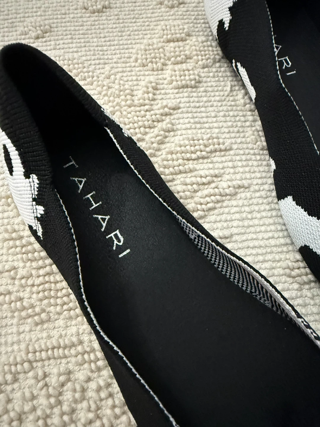 Tahari Black & White Cow Print Knit Ballet Flats - photo 2