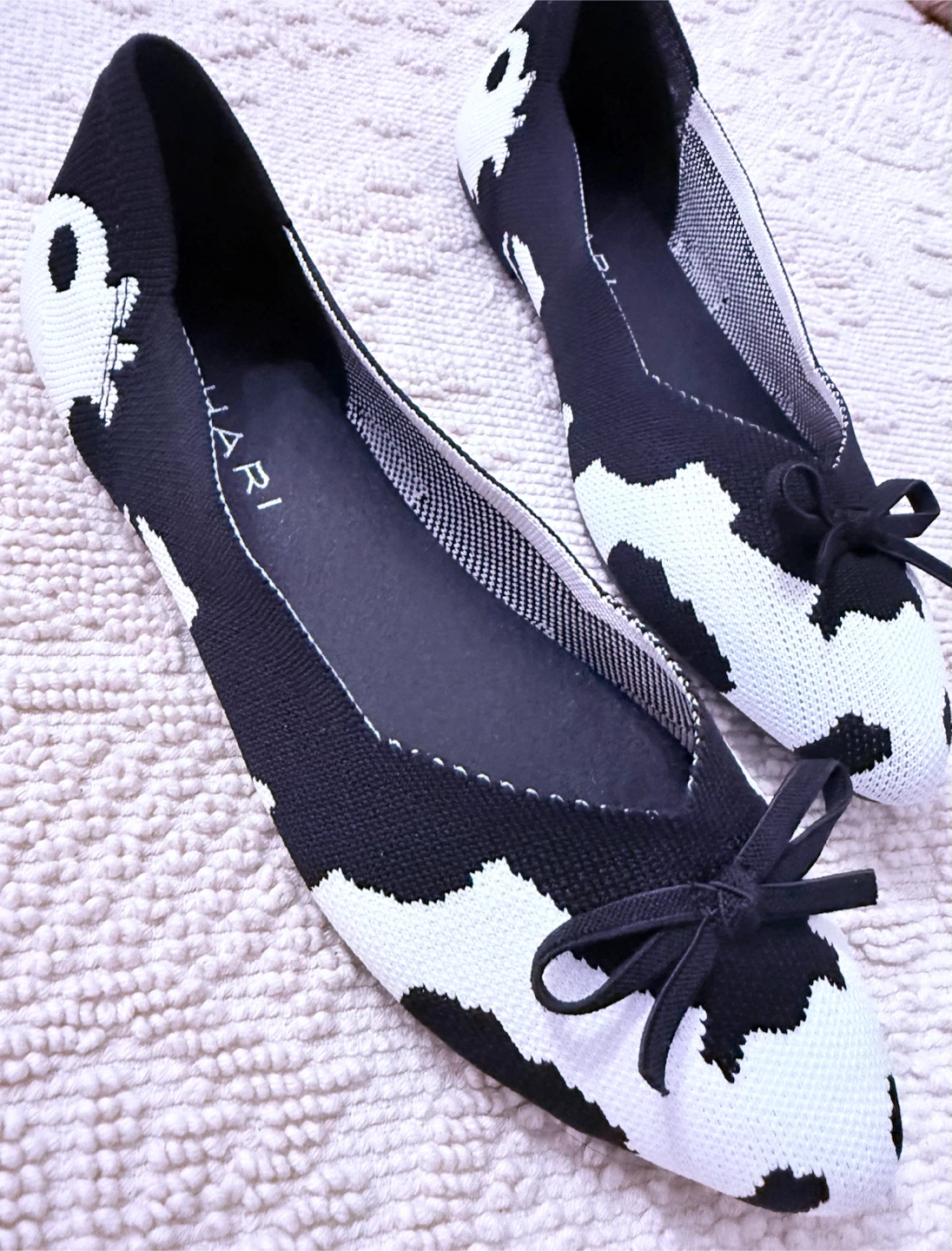 Tahari Black & White Cow Print Knit Ballet Flats - photo 3