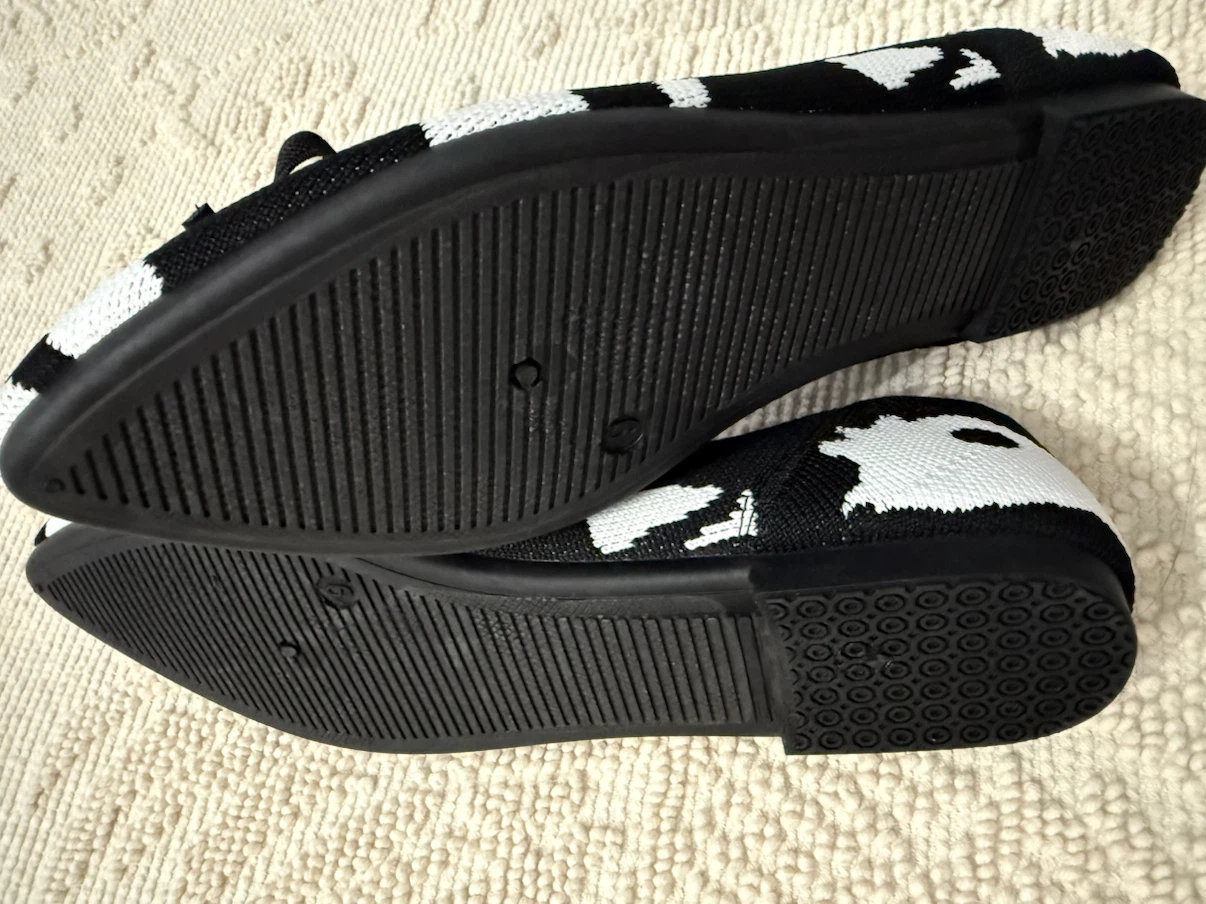 Tahari Black & White Cow Print Knit Ballet Flats - photo 5
