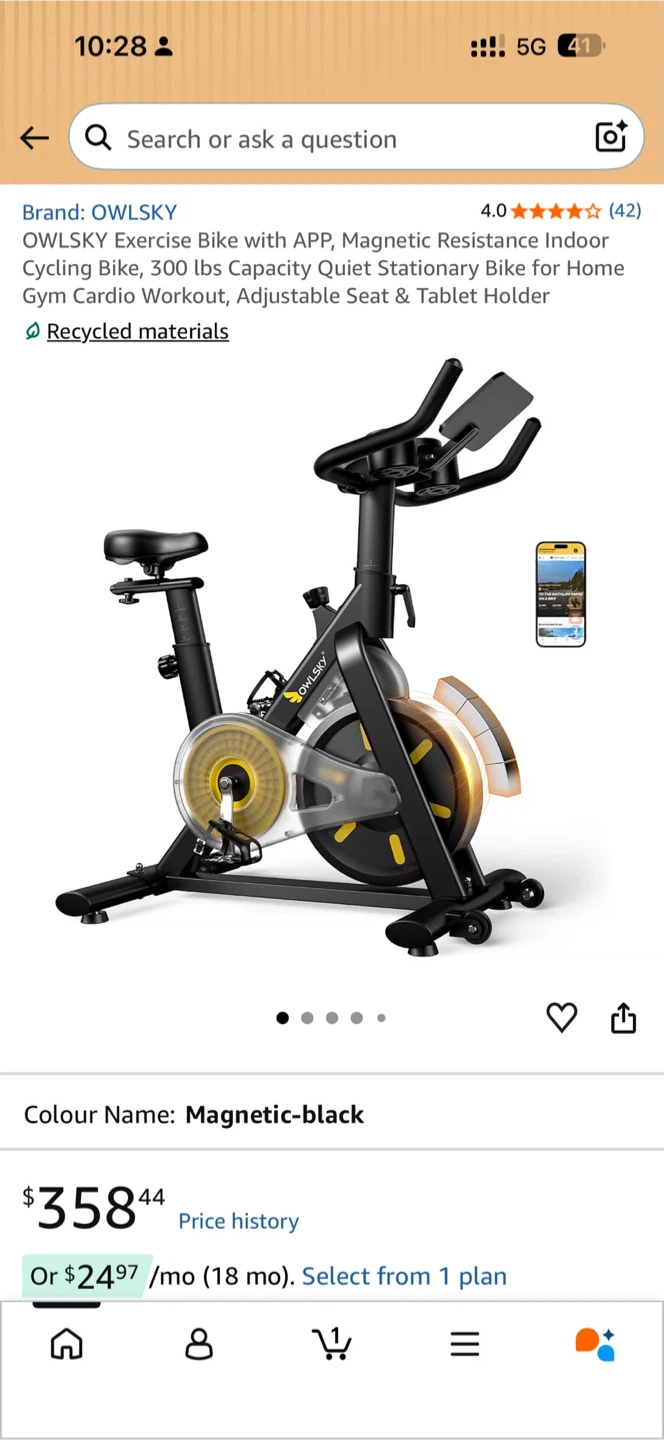 OWLKSY Magnetic Resistance Indoor Cycling Bike