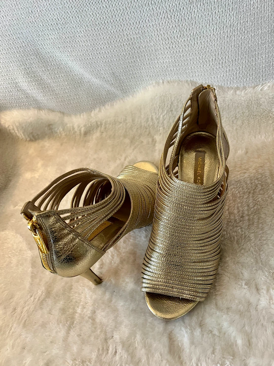 Michael Kors Gold Strappy Heels - Size 38 - photo 2