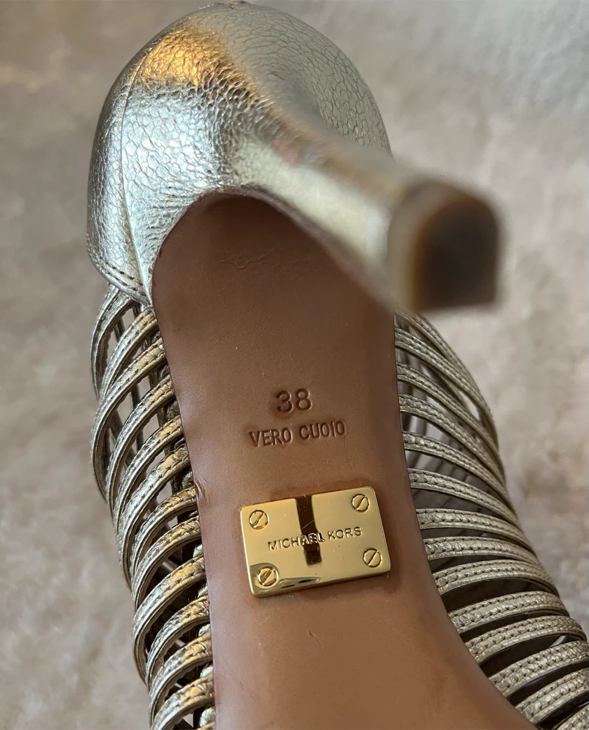 Michael Kors Gold Strappy Heels - Size 38 - photo 3