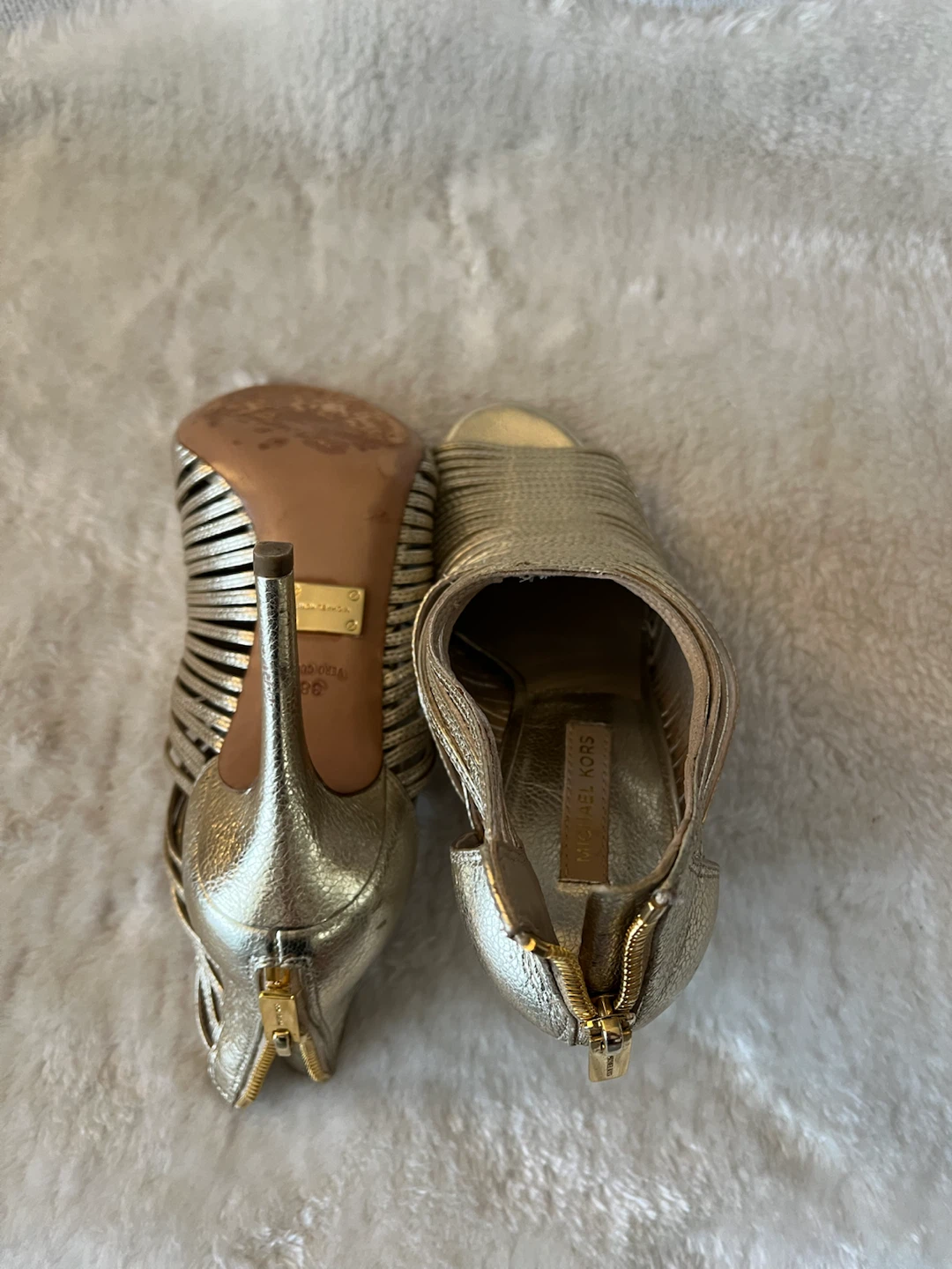 Michael Kors Gold Strappy Heels - Size 38 - photo 5