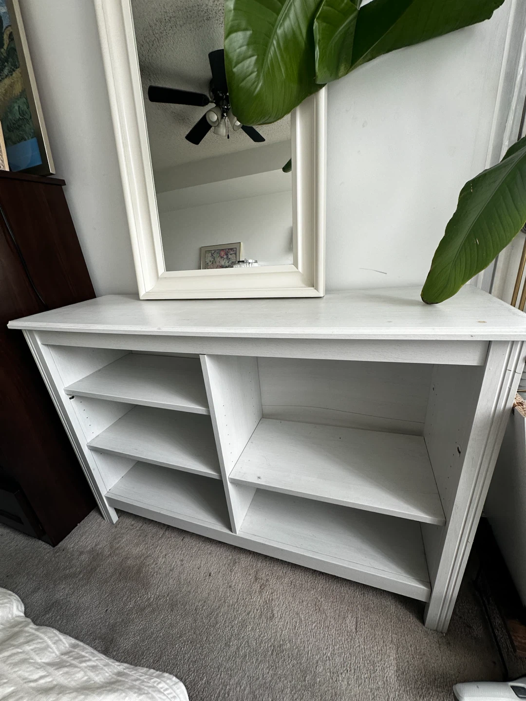Ikea Blue stained Wood Dresser with white Mirror