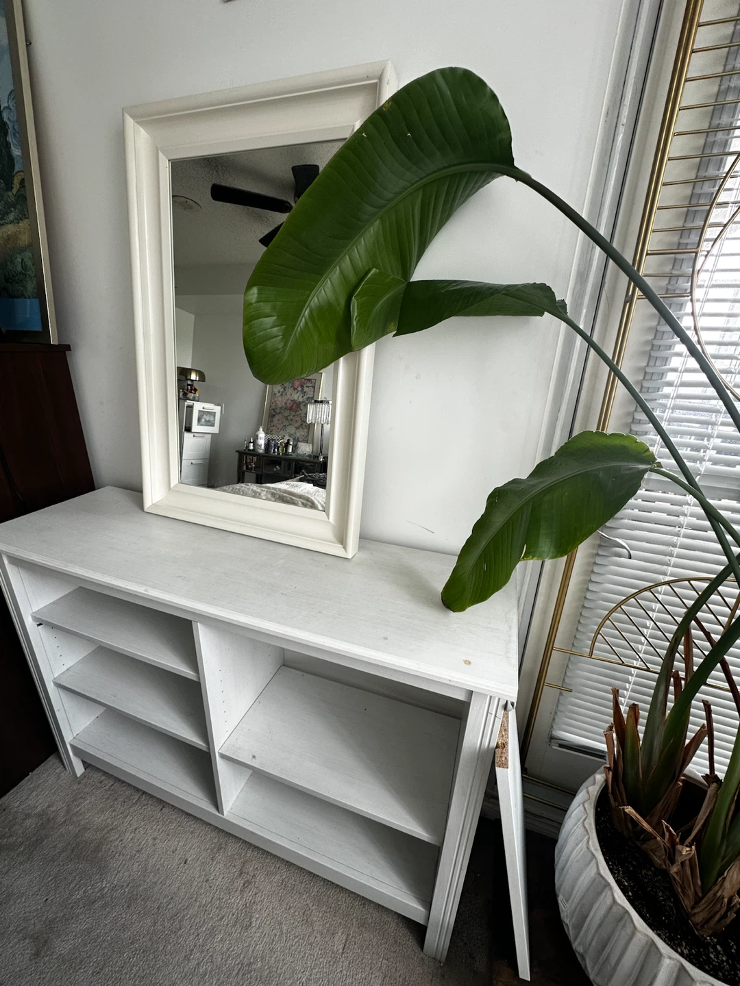 Ikea Blue stained Wood Dresser with white Mirror - photo 2