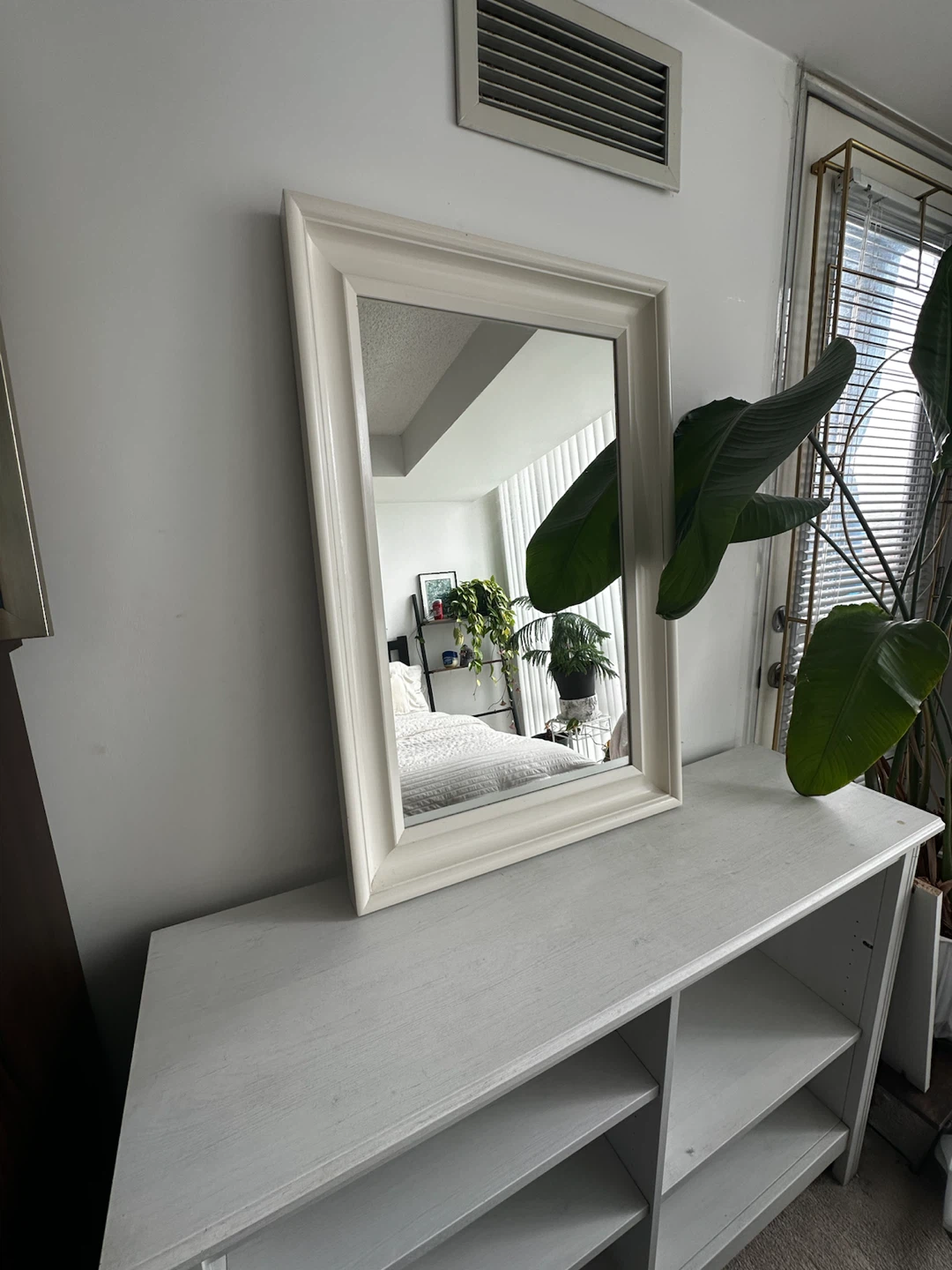 Ikea Blue stained Wood Dresser with white Mirror - photo 3