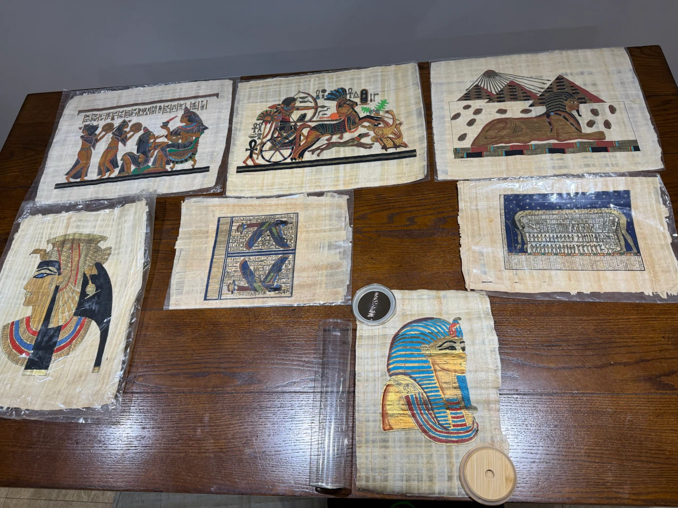 Vintage Egyptian Papyrus Style Paintings Art Collection