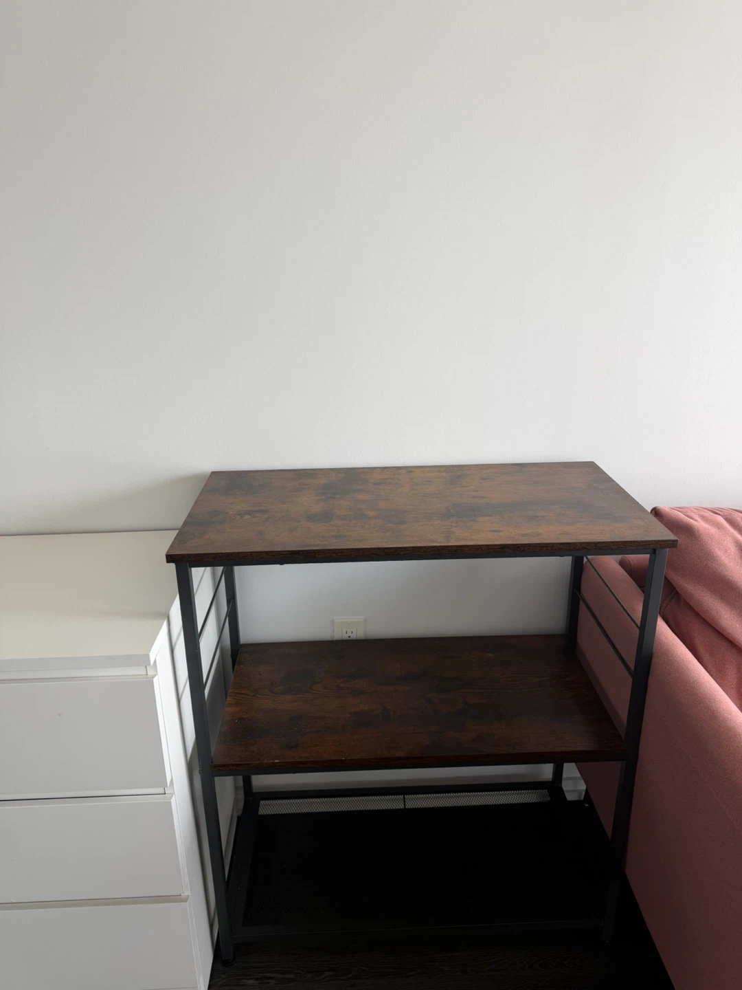 2-Tier Wood and Metal Shelf Unit
