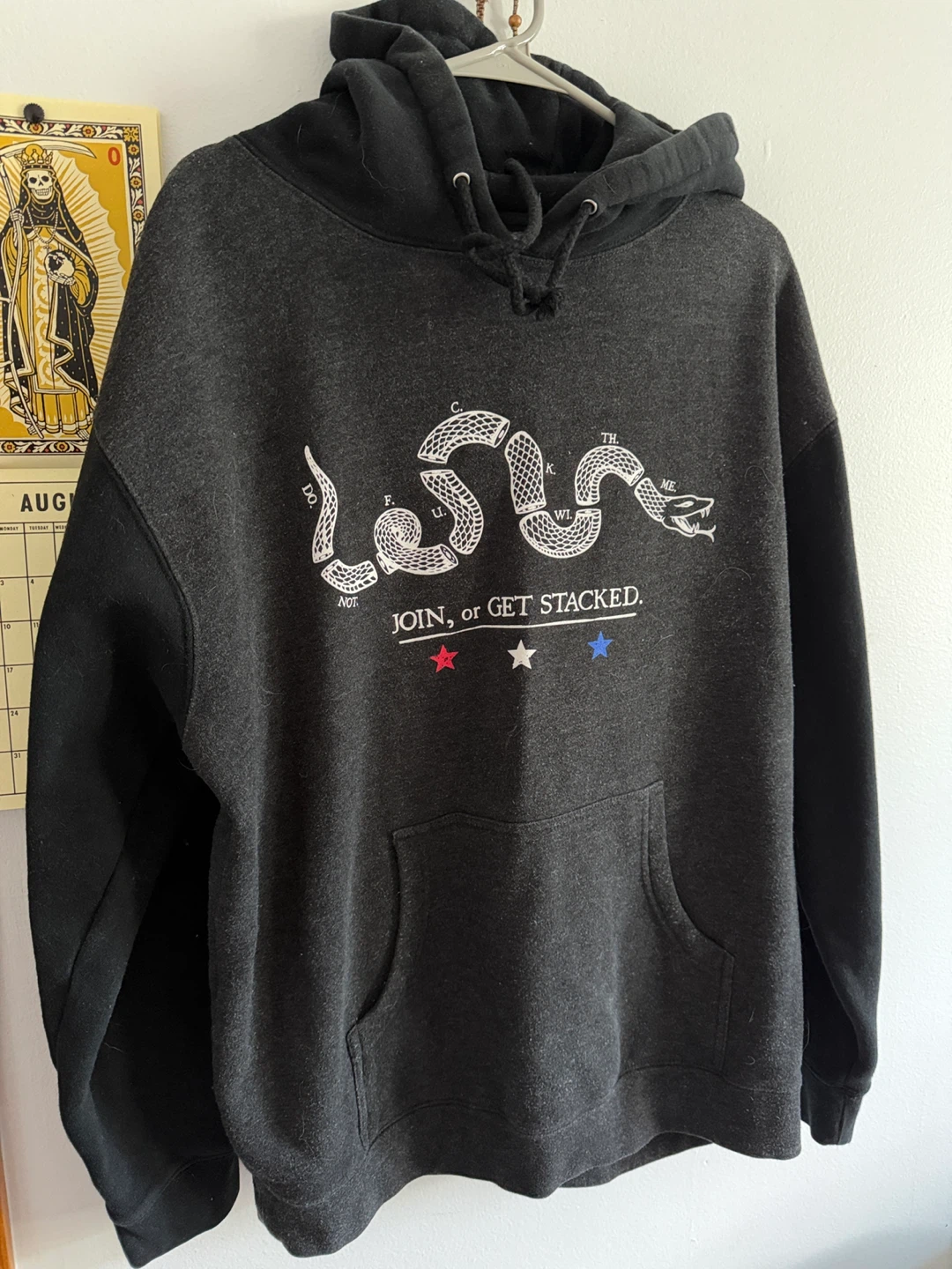 Black Snake Graphic Hoodie – “JOIN, or GET STACKED.”  LARGE