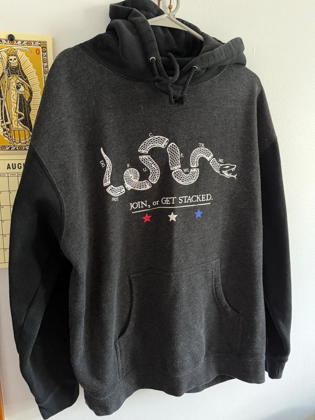 Black Snake Graphic Hoodie – “JOIN, or GET STACKED.”  LARGE