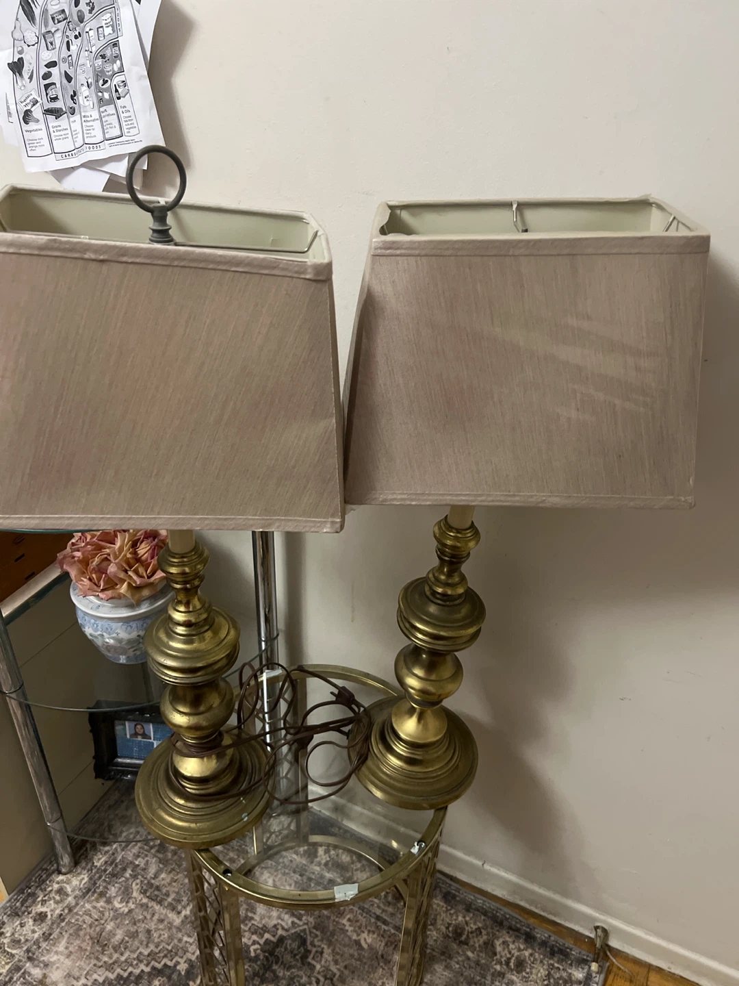 Pair of vintage brass table lamps