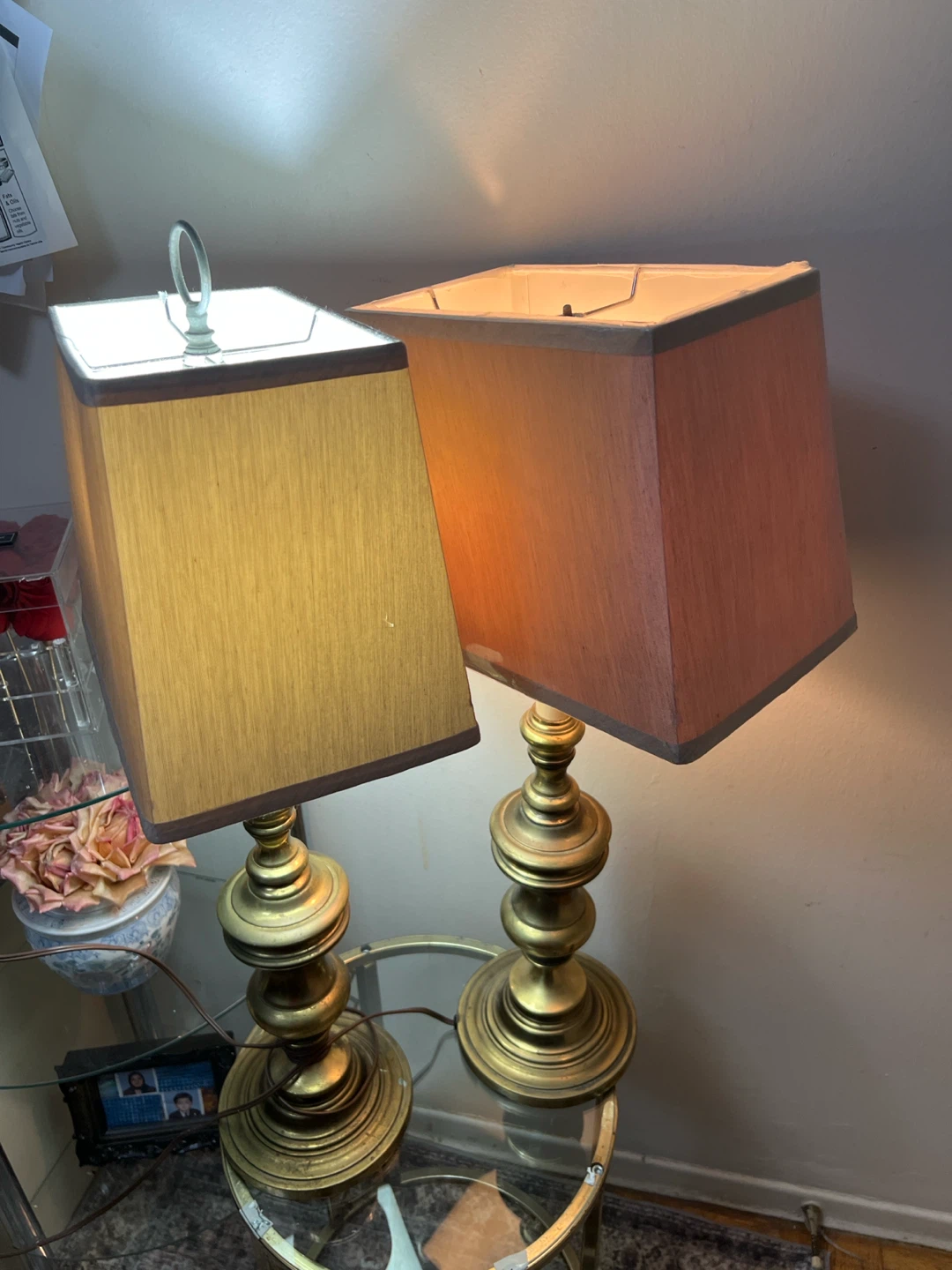 Pair of vintage brass table lamps - photo 2