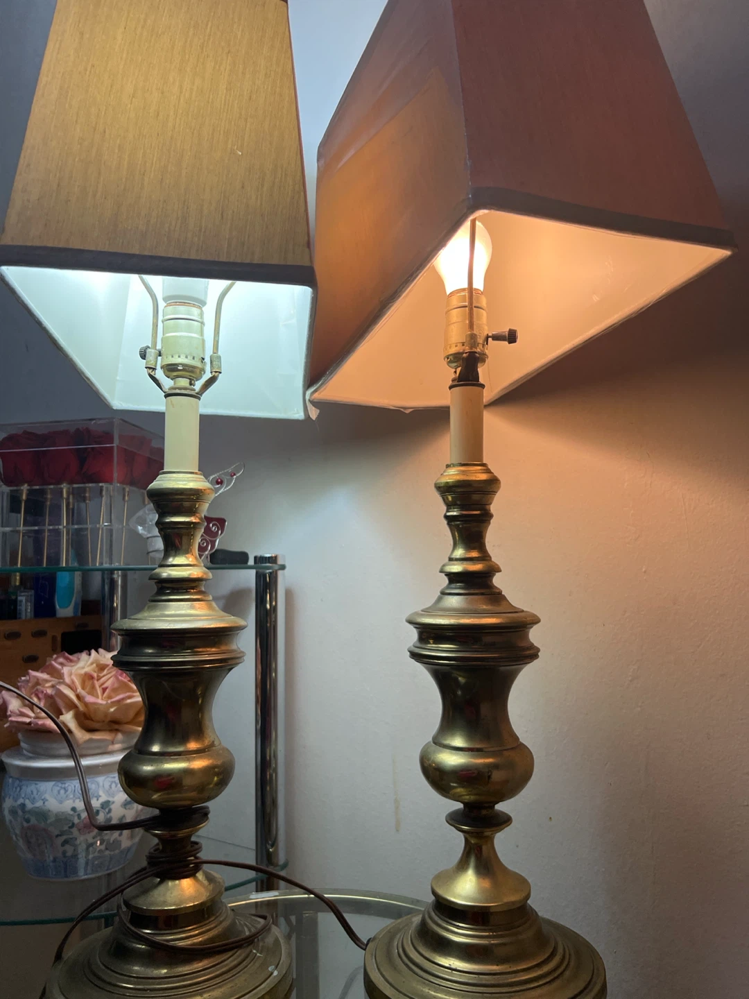 Pair of vintage brass table lamps - photo 3