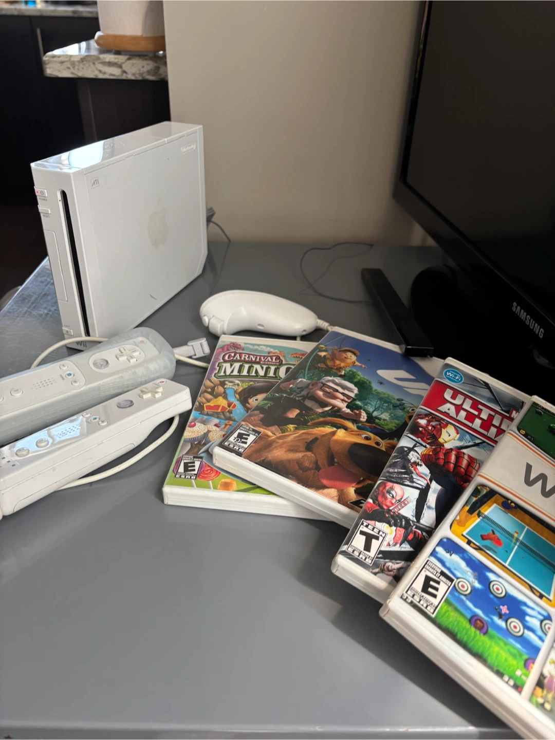 Nintendo Wii Console with Games and Controllers