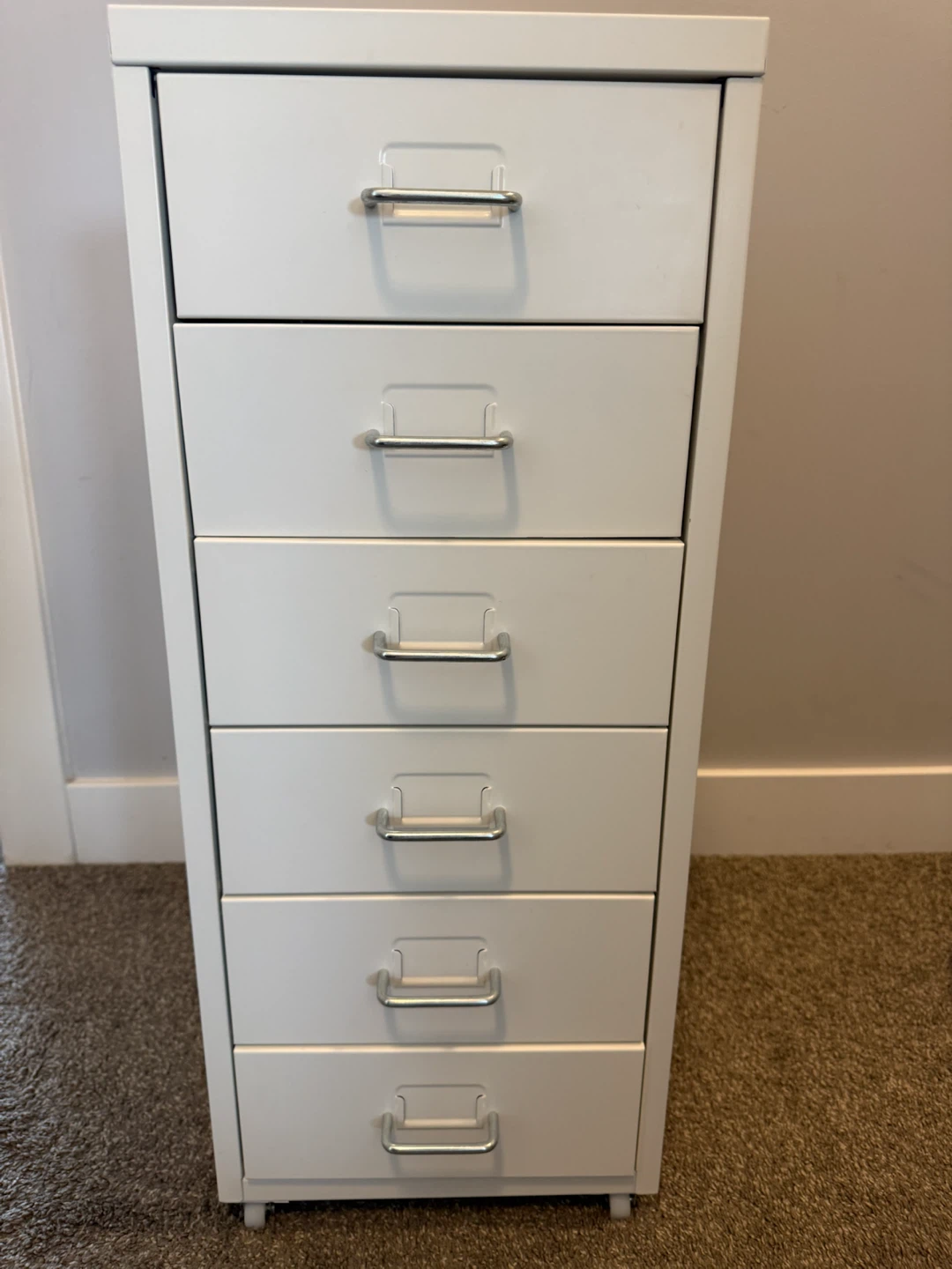 IKEA HELMER 6-Drawer Metal Unit on Casters – White
