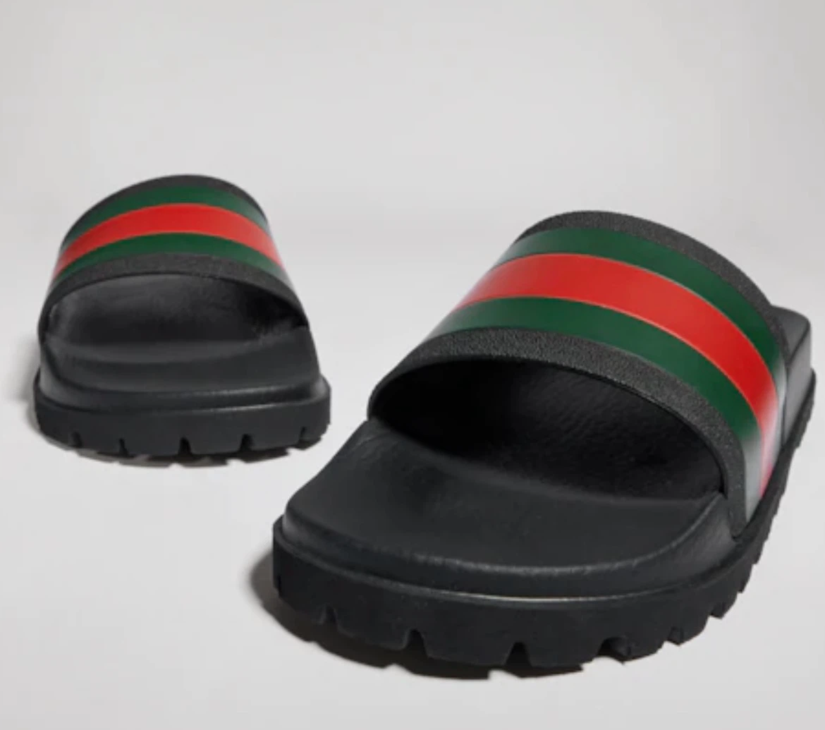 GUCCI Slides - Black/Red/Green Stripe