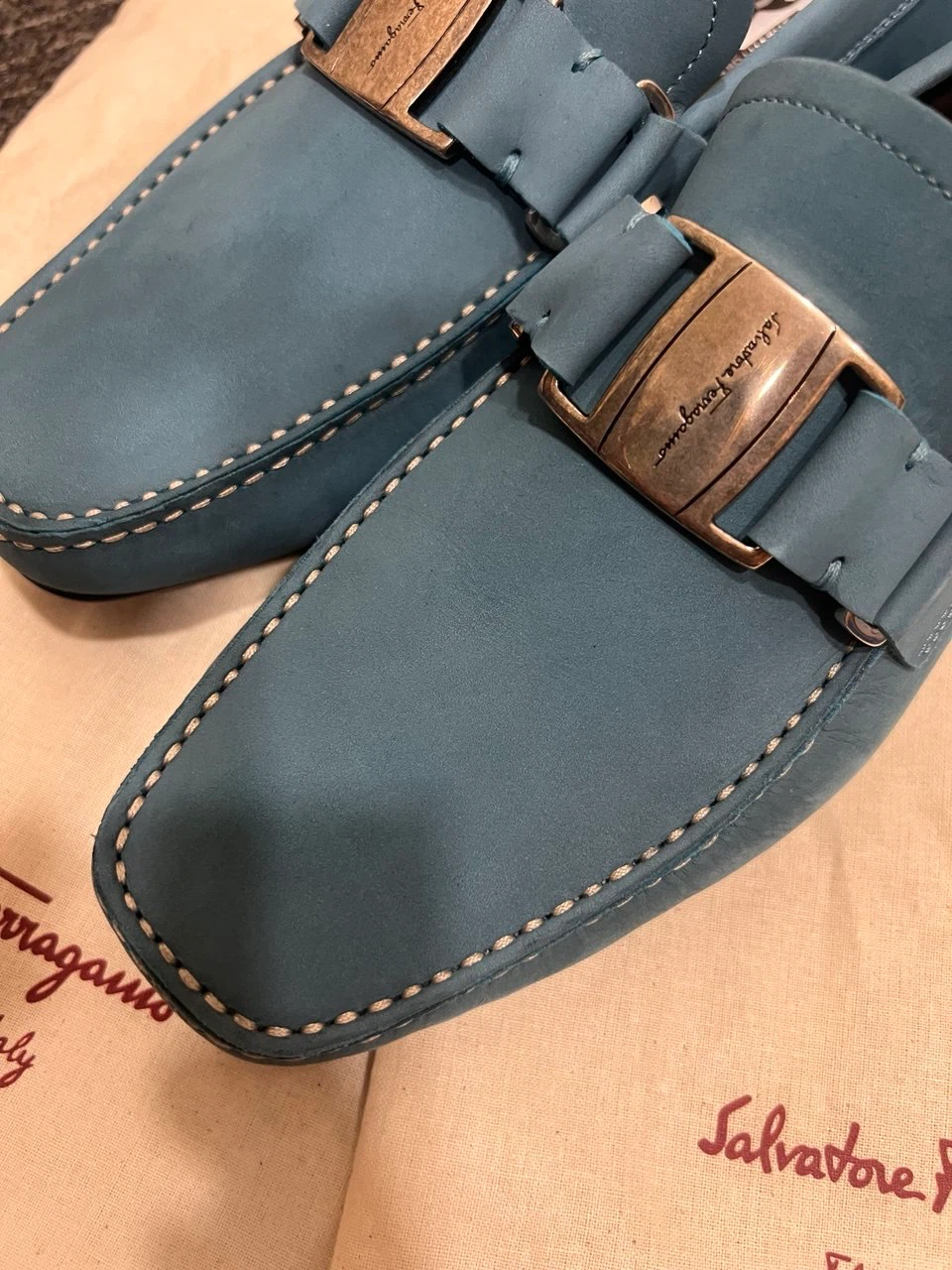Salvatore Ferragamo Blue Suede Loafers - photo 2