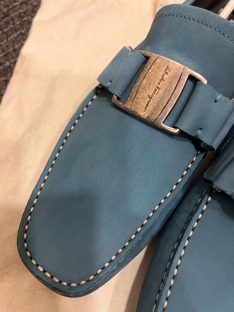 Salvatore Ferragamo Blue Suede Loafers - photo 3