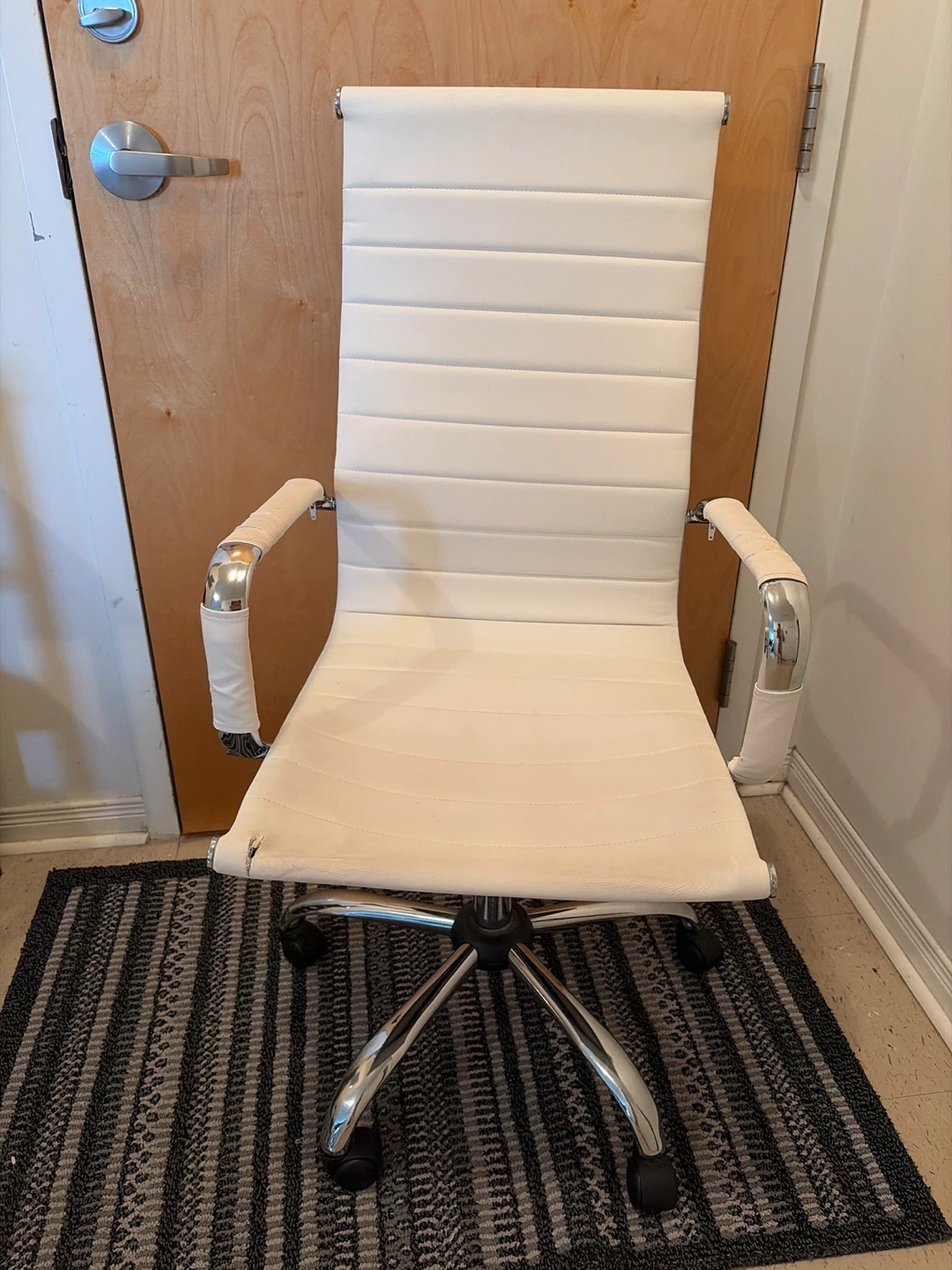 White Faux Leather Office Chair