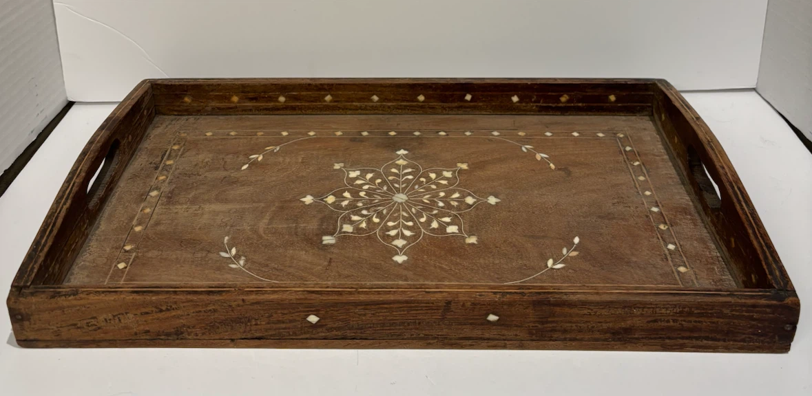 Antique 1940’s Decorative Serving Tray with Inlay