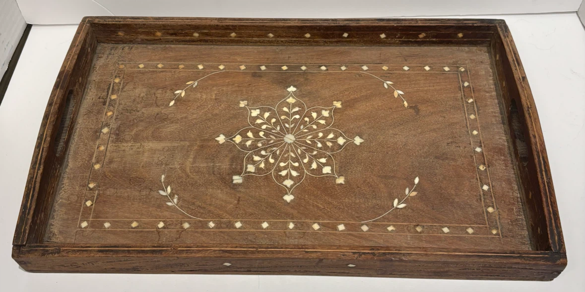 Antique 1940’s Decorative Serving Tray with Inlay - photo 2