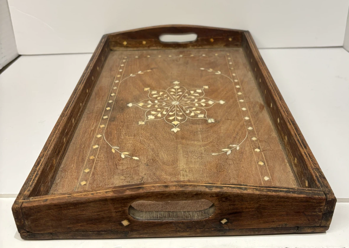 Antique 1940’s Decorative Serving Tray with Inlay - photo 4