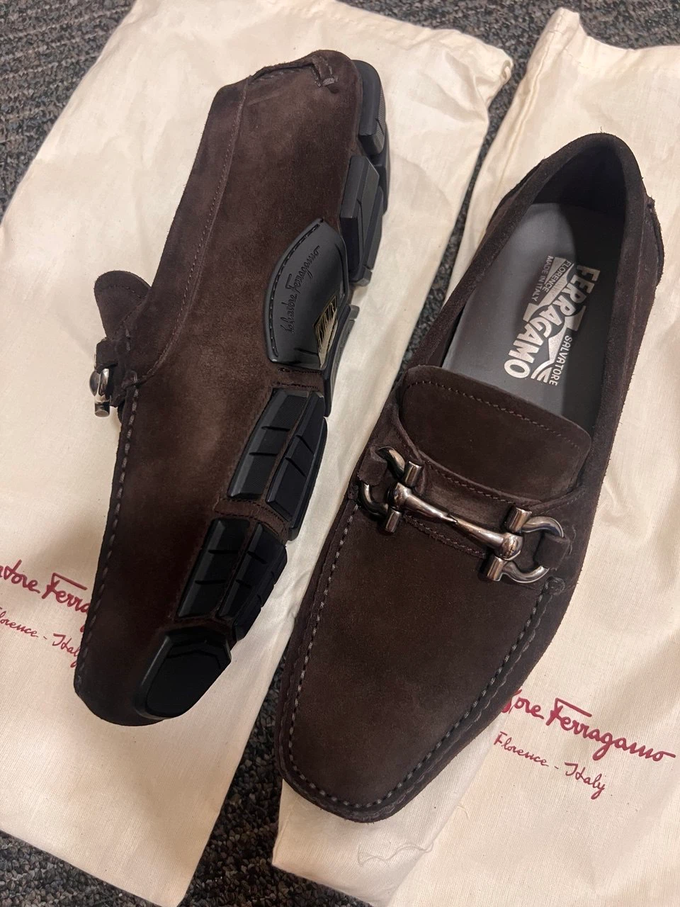 Salvatore Ferragamo Suede Bit Loafers - Brown - photo 3