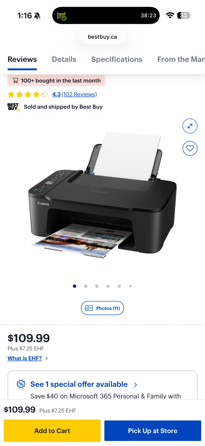 Canon PIXMA TS3729 Wireless All-In-One Inkjet Printer